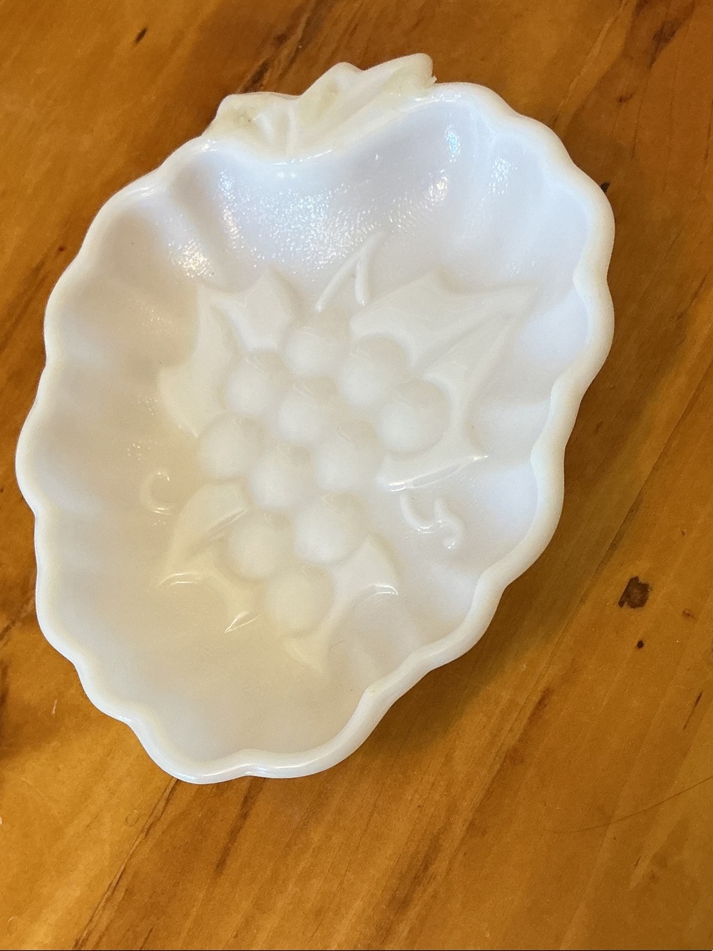 Vintage White Milk Glass Small Grape Serving Dish